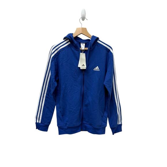 NWT adidas Men's Essentials 3-Stripes Fleece‎ Full-Zip Hoodie Size Small - Picture 2 of 7